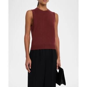 Neiman Marcus 100% Cashmere Sweater Vest Brown Sleeveless Knit Top Size L